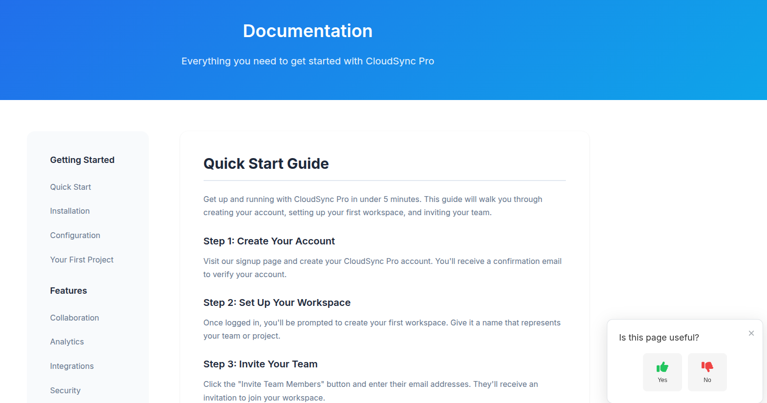 Survey widget collecting user feedback
